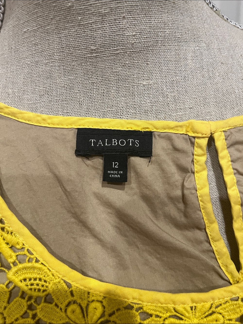 Talbots Yellow Floral Crochet Lace Short Sleeve Top - Picture 5 of 5